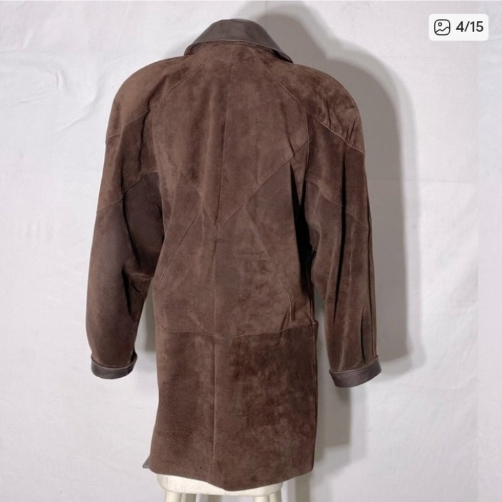 VINTAGE Marquis Brown 100% Suede Leather Jacket - Picture 4 of 16